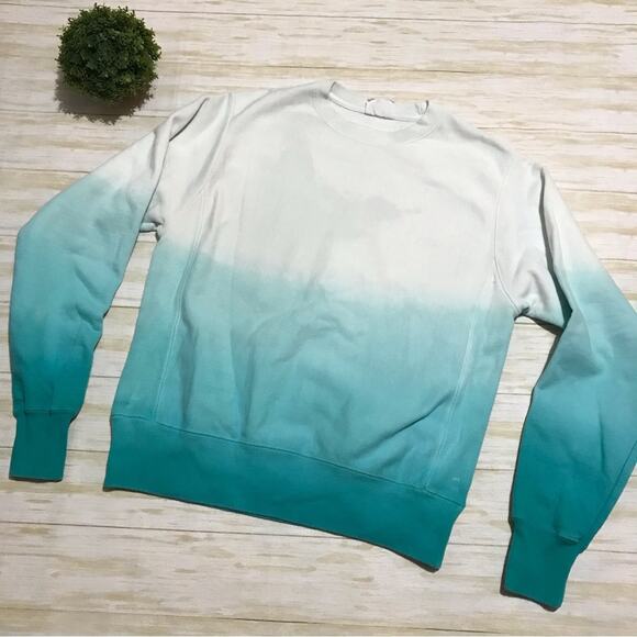 Champion White Teal Ombré Reverse Weave Sweatshirt Women’s Size Small - Picture 1 of 3
